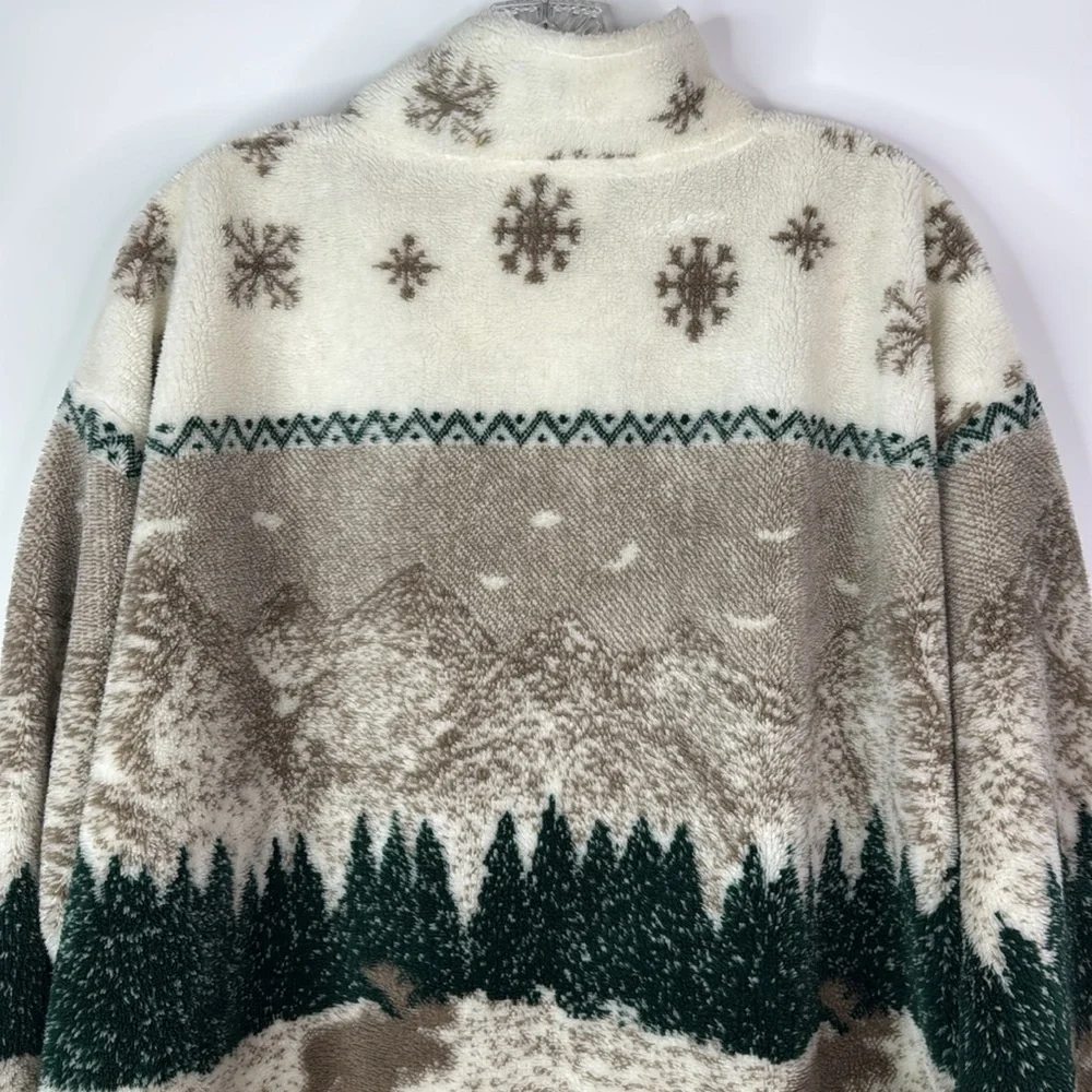 Vintage Black Mountain Outdoor Moose Mountains Full Zip Fuzzy Jacket Size Large
